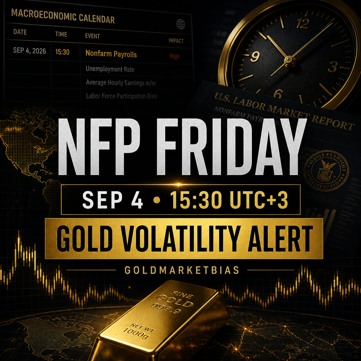 NFP Friday September 4 at 15:30 UTC+3, 13:30 London BST and 08:30 New York EDT